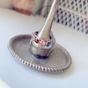 14k gold pinky ring. Sapphires and ruby.